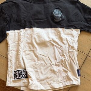 Star Wars Black and White Colorblock Kids Long Sleeve Top with Darth Vader Patch